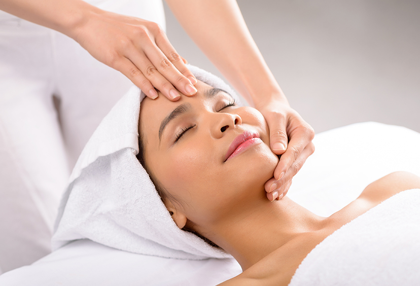 Woman getting a facial